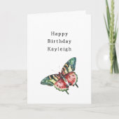 Green Red Watermelon Butterfly Birthday カード (正面)
