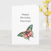 Green Red Watermelon Butterfly Birthday カード (黄色い花)