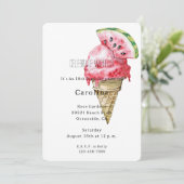 Green Red Watermelon Ice Cream Cone Birthday   招待状 (スタンド正面)