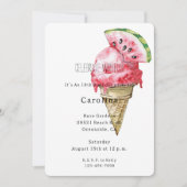 Green Red Watermelon Ice Cream Cone Birthday   招待状 (正面)