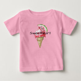 Green Red Watermelon Ice Cream Cone Sweetheart ベビーTシャツ