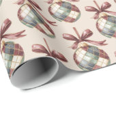 Green Red White Ornaments with Bows Christmas ラッピングペーパー (ロールコーナー)