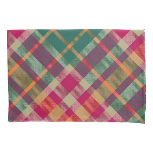 Green Red Yellow Scottish Tartan Plaid 枕カバー (正面)