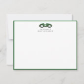 Green Retro Car Nursery Note Card 案内状 (正面)