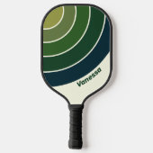Green Retro Five Circle Stripe with Name ピックルボールラケット (裏面)