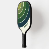 Green Retro Five Circle Stripe with Name ピックルボールラケット (左)