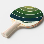 Green Retro Five Circle Stripe with Name 卓球ラケット (正面アングル)