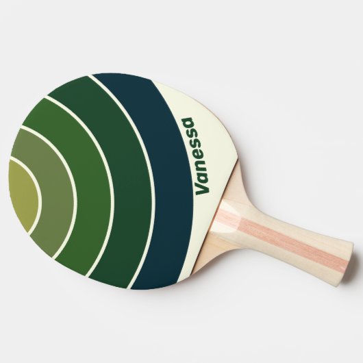 Green Retro Five Circle Stripe with Name 卓球ラケット (横)