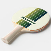 Green Retro Five Pin Striped with Name 卓球ラケット (正面アングル)