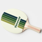 Green Retro Five Pin Striped with Name 卓球ラケット (横)