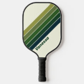 Green Retro five Striped with Name ピックルボールラケット (正面)