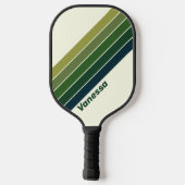 Green Retro five Striped with Name ピックルボールラケット (裏面)