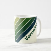 Green Retro Five Stripes with Name コーヒーマグカップ (正面右)