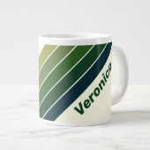 Green Retro Five Stripes with Name ジャンボコーヒーマグカップ (正面右)