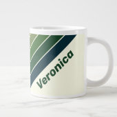 Green Retro Five Stripes with Name ジャンボコーヒーマグカップ (右)
