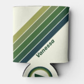 Green Retro five Stripes with Name 缶クーラー (正面)