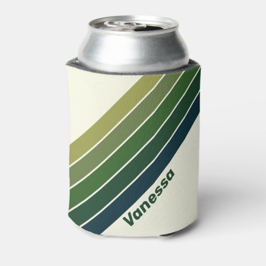 Green Retro five Stripes with Name 缶クーラー (缶裏面)