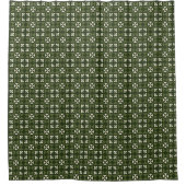 Green Retro Geometric Pattern  シャワーカーテン (正面)