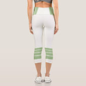 Green Retro Stripes and Text on Minimalist カプリレギンス (裏面)