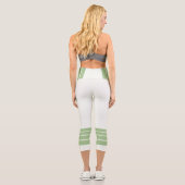 Green Retro Stripes and Text on Minimalist カプリレギンス (裏面)
