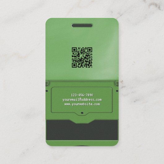 Green Retro Style Gaming Console Game Designer 名刺 (裏面)