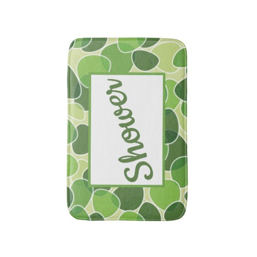 Green Retro-Style Ovals Customizable バスマット (正面縦)