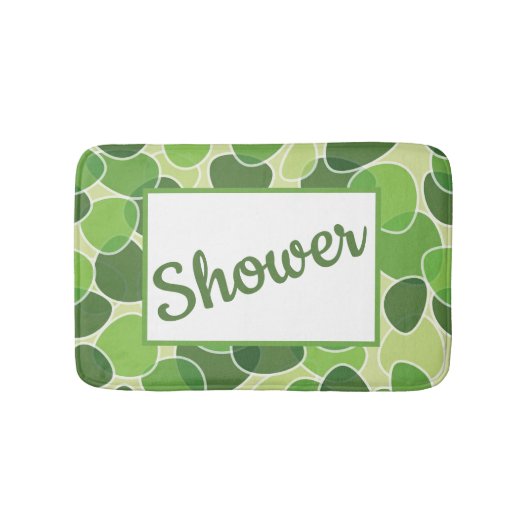 Green Retro-Style Ovals Customizable バスマット (正面)