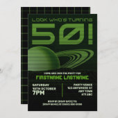 Green Retrowave 50th Birthday Partyへの招待 招待状 (正面/裏面)