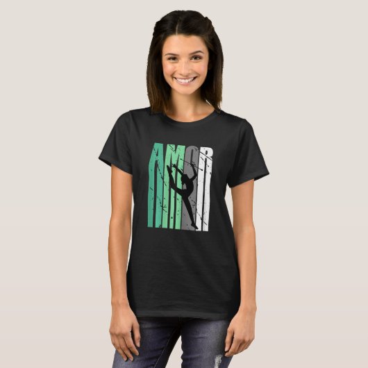 Green Rhythmic Gymnastics Distressed Amor Inspirat Tシャツ (正面フル)