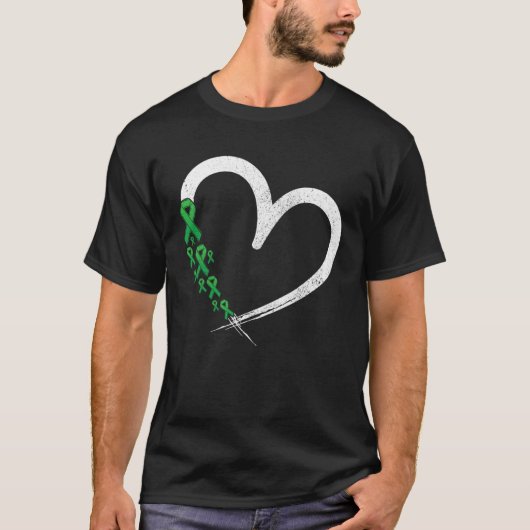 Green Ribbon Heart Mental Health Matters Awareness Tシャツ (正面)