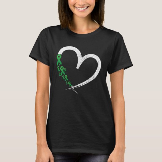 Green Ribbon Heart Mental Health Matters Awareness Tシャツ (正面)