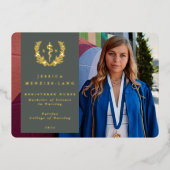 Green RN Asclepius卒業写真の発表 箔招待状 (正面)