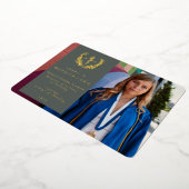 Green RN Asclepius卒業写真の発表 箔招待状 (回転した状態)