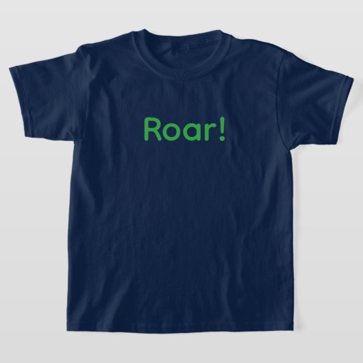 Green "ROAR!" Typography T-Shirt for Kids Fun Wild Tシャツ (レイダウン)