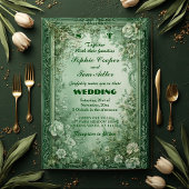 Green Rococo Garden Grand Baroque Opulence Wedding アクリル招待状