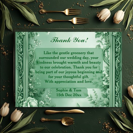 Green Rococo Garden Grand Baroque Opulence Wedding サンキューカード