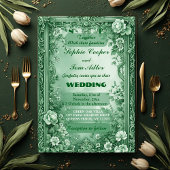 Green Rococo Garden Grand Baroque Opulence Wedding 招待状