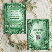 Green Rococo Garden Grand Baroque Opulence Wedding 招待状