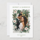 Green Romantic Christmas Botanical Frame Photo シーズンカード (正面)
