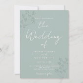 Green Romantic Greenery Wedding Invitation 招待状 (正面)