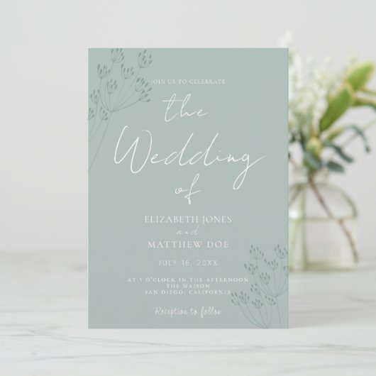 Green Romantic Greenery Wedding Invitation 招待状 (スタンド正面)