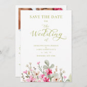 Green Romantic Photo Couple Wedding Floral Wreath (正面/裏面)