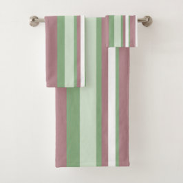 Green, Rose and Pink Stripes バスタオルセット
