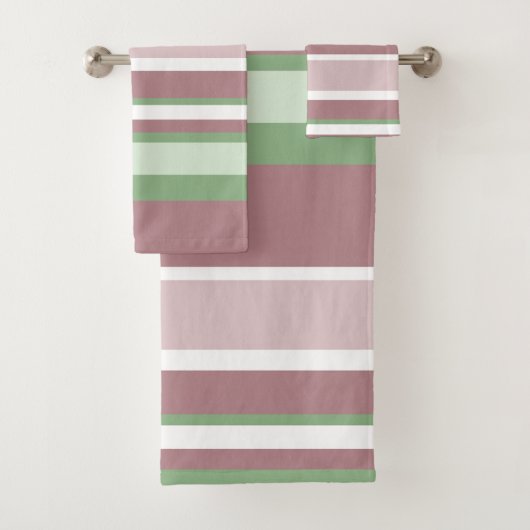 Green, Rose and Pink Stripes バスタオルセット (インサイチュ)