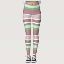Green, Rose and Pink Stripes レギンス