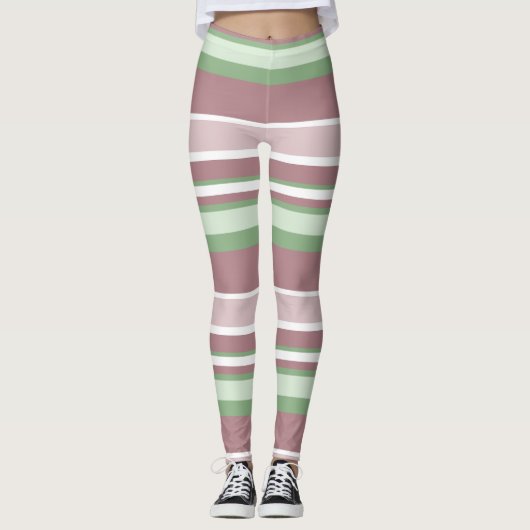 Green, Rose and Pink Stripes レギンス (正面)