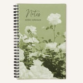 Green Roses Floral Garden Custom Spiral Notebook ノートブック (正面)