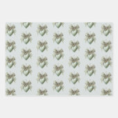 Green Round & Heart Ornaments Christmas ラッピングペーパーシート (正面3)