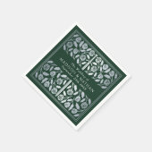 Green Royal Medieval Silver Sword Wedding スタンダードカクテルナプキン (角)