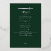 Green Royal Medieval Silver Sword Wedding Details 箔招待状 (裏面)